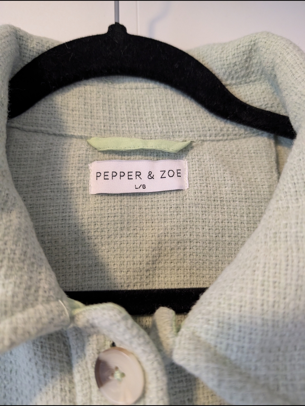 Mint Green Button-Front Shacket - Picture 4 of 6